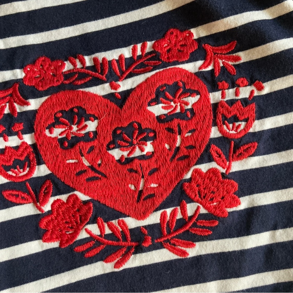 Boden Navy and White Striped Top
